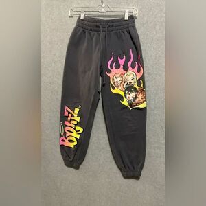 Bratz Official Slate Grey Graphic Joggers Y2K Flame Print Sweatpants Size XS